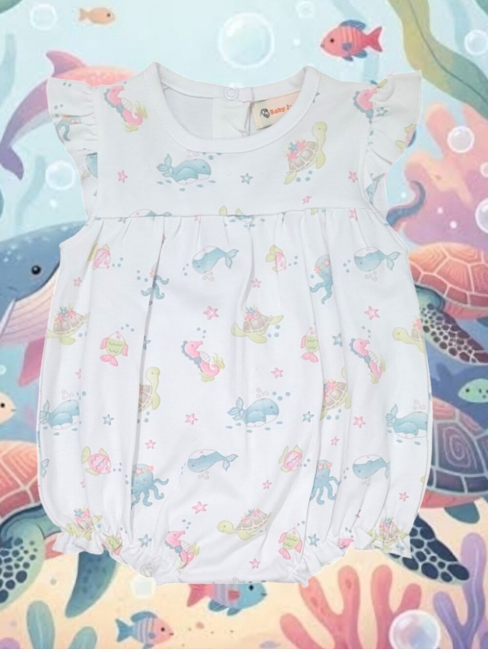 Baby Luigi Girl's Sea Life Bubble Romper